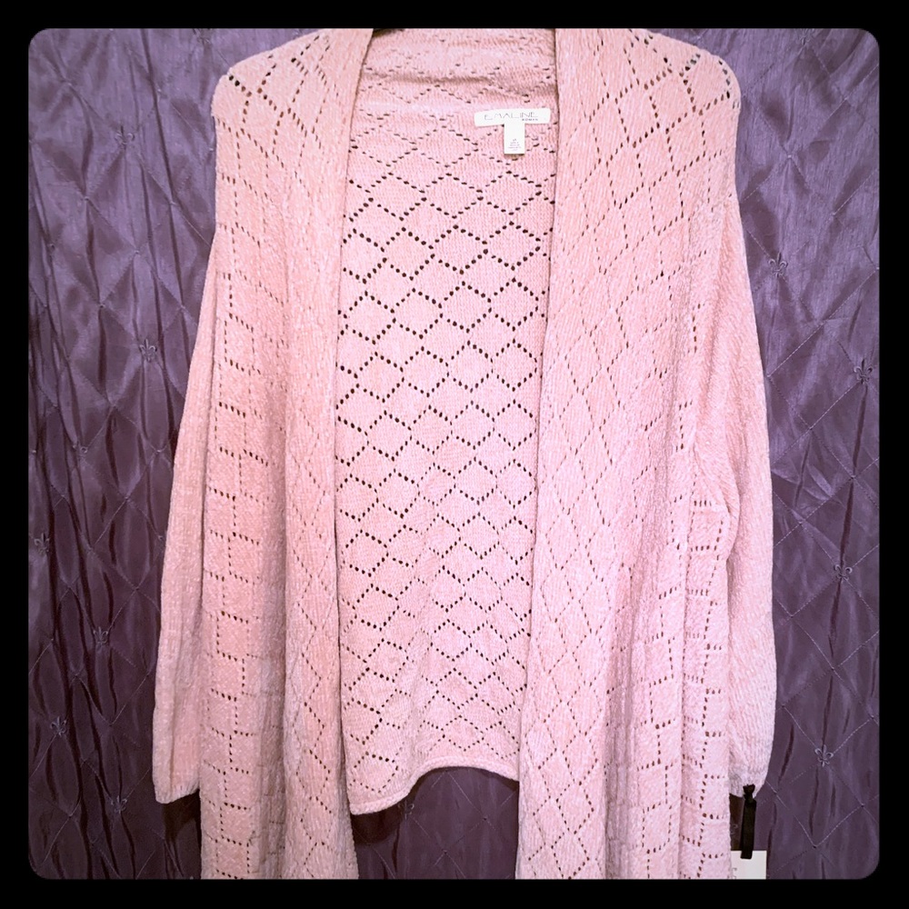 Soft pink chenille sweater in 3x